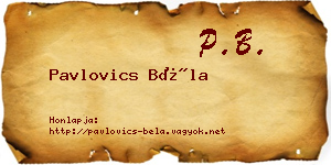 Pavlovics Béla névjegykártya