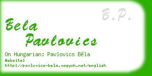 bela pavlovics business card